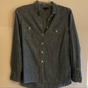 J Crew Women’s Chambray Denim Henley Tunic Top, Size 12